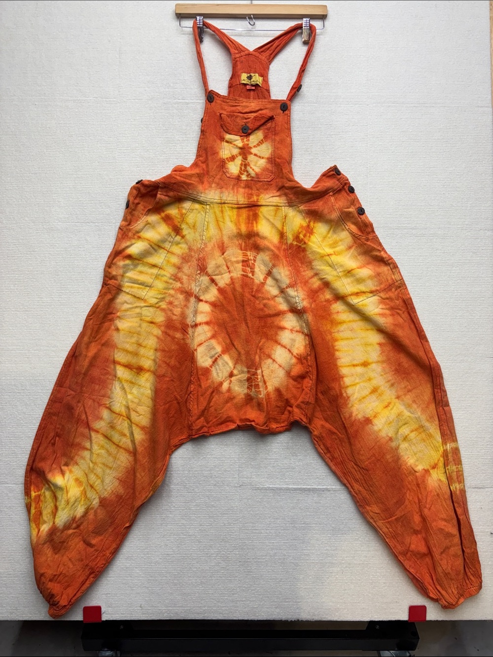 Himalaya Handmade | XXL Tie-Dye Orange & Yellow One-Piece Overalls romper